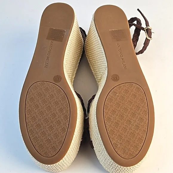 NEW Antonio Melani Lorinna Brown Braided Leather Ankle Strap Platform Sandal - Picture 12 of 16